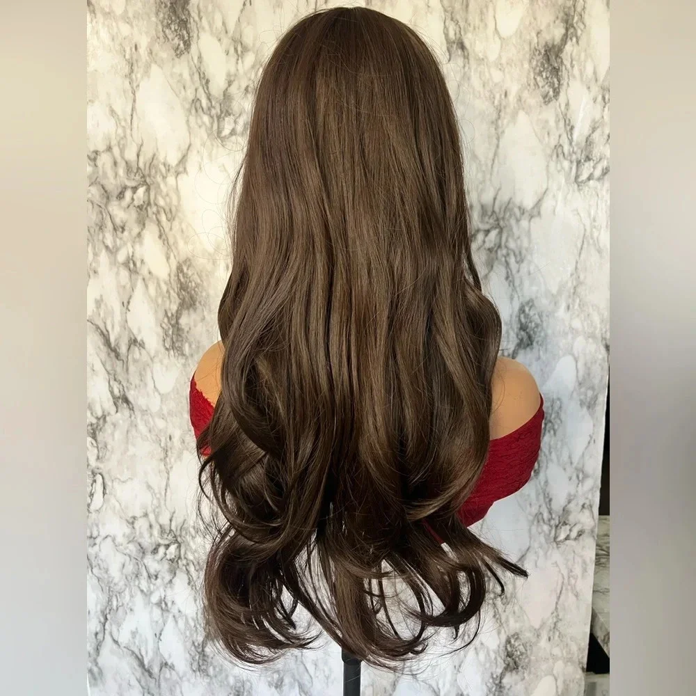 24 Inch  Natural Brown Wavy Butterfly Hair  with bangs